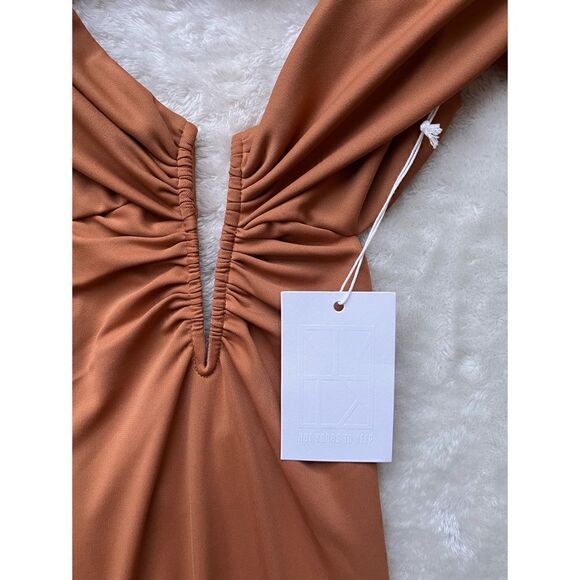 NWT Not Yours To Keep Sacha Midi Dress in Nude, Size XS - Picture 7 of 12